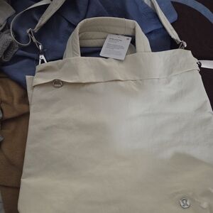 lululemon athletica Cream Tote Bag with Silver Hardware